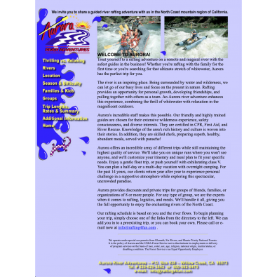 Aurora River Adventures homepage